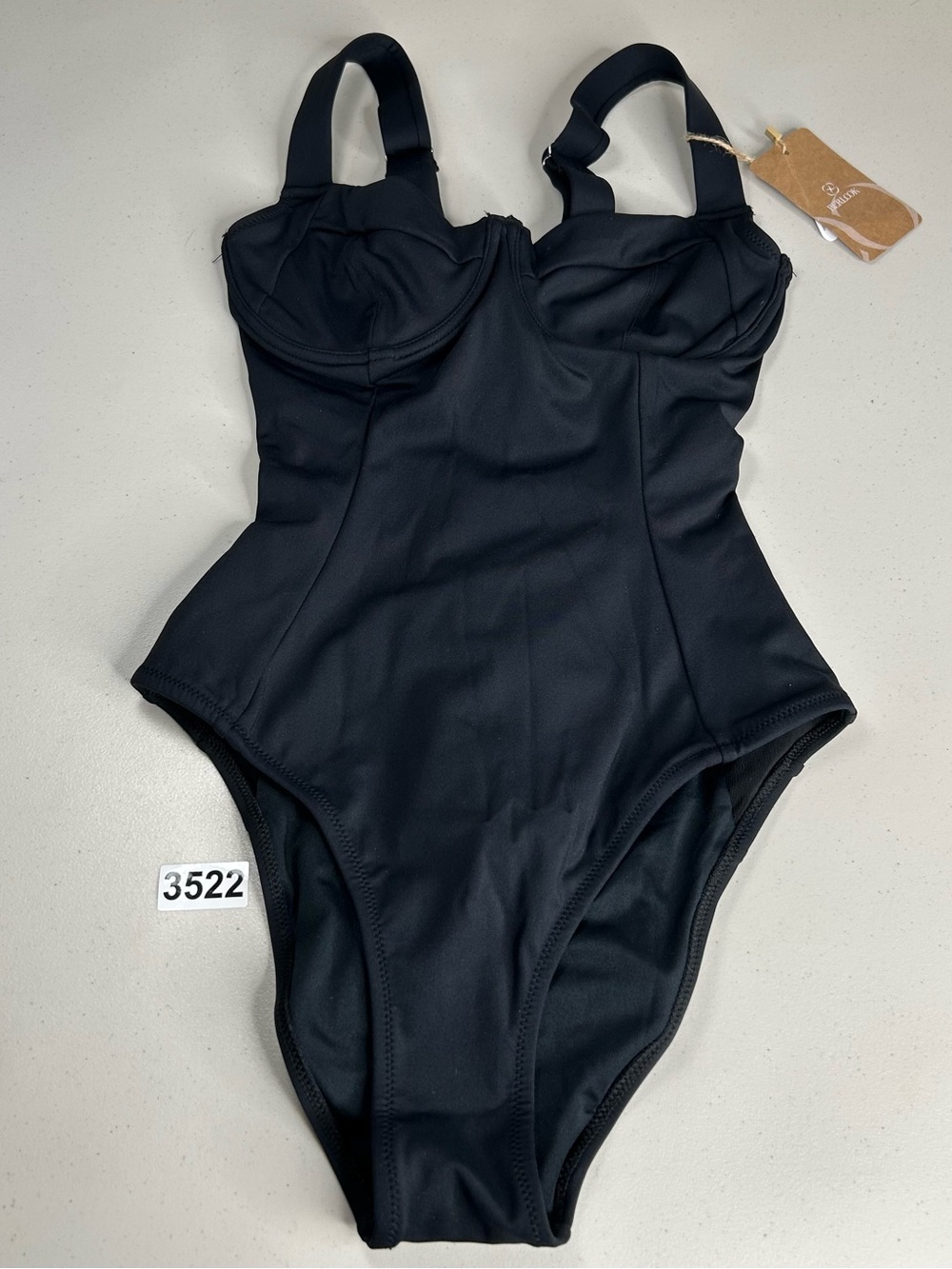 Berlook Black Cross Back Tummy Control One Piece Swimsuit Small New